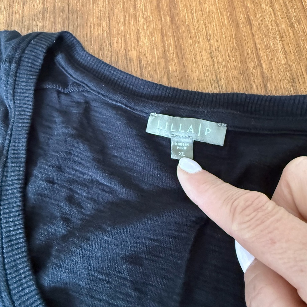 Lilla P Black Scoop Neck Tee